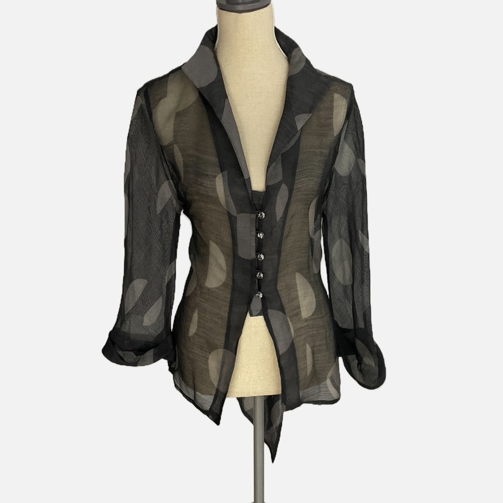 Vintage Milli‎ Hamilton Sheer Jacket Blouse Canada 16 Large Alpaca Silk Wool